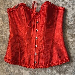 Elegant Red Corset with Lace Detailing